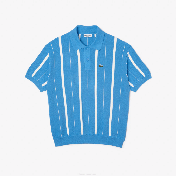 clt blanco azul VVL0A441 hombres Lacoste polo a rayas de algodón orgánico