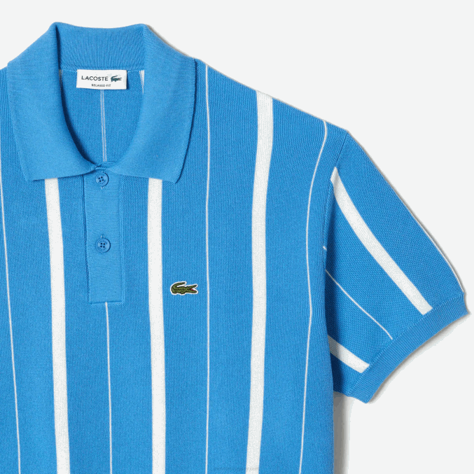 clt blanco azul VVL0A441 hombres Lacoste polo a rayas de algodón orgánico