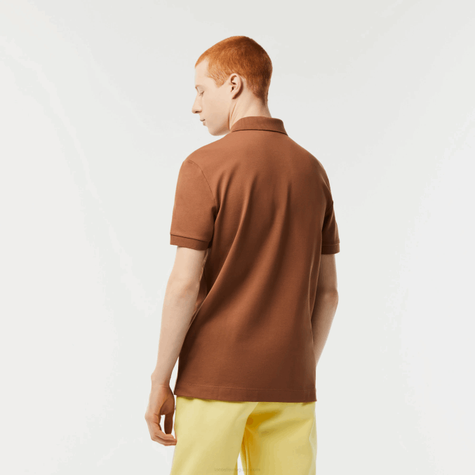 lfa marrón claro VVL0A117 hombres Lacoste polo de piqué de algodón elástico smart paris