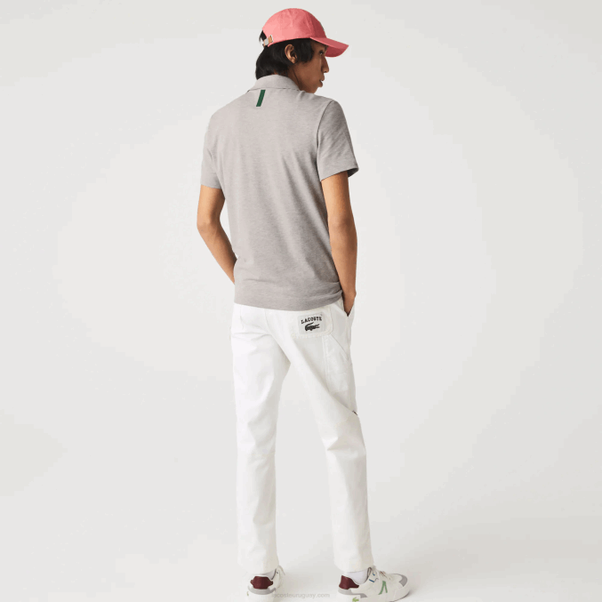 lomo gris 4jv VVL0A599 hombres Lacoste Polo slim fit de piqué de algodón orgánico elástico