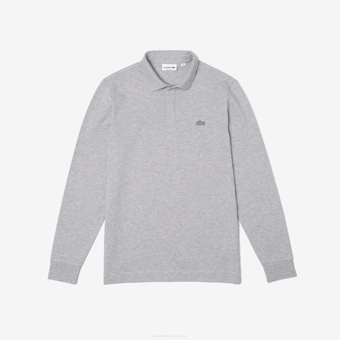 lomo gris cca VVL0A668 hombres Lacoste polo de piqué de algodón elástico de manga larga smart paris