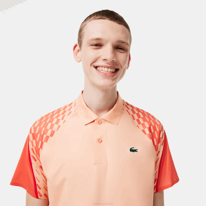 naranja claro naranja rojo t7i VVL0A237 hombres Lacoste polo tricolor tennis x novak djokovic