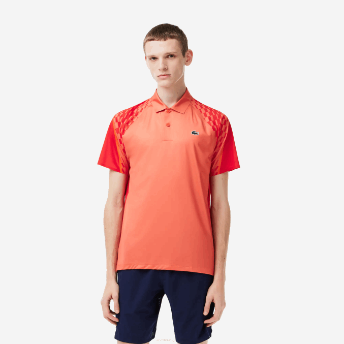 naranja rojo naranja xij VVL0A236 hombres Lacoste polo tricolor tennis x novak djokovic