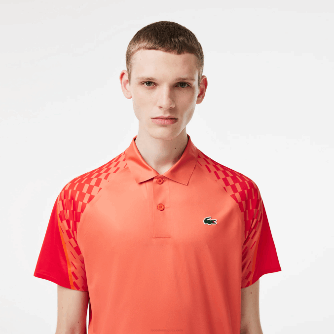 naranja rojo naranja xij VVL0A236 hombres Lacoste polo tricolor tennis x novak djokovic
