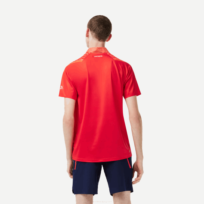 naranja rojo naranja xij VVL0A236 hombres Lacoste polo tricolor tennis x novak djokovic