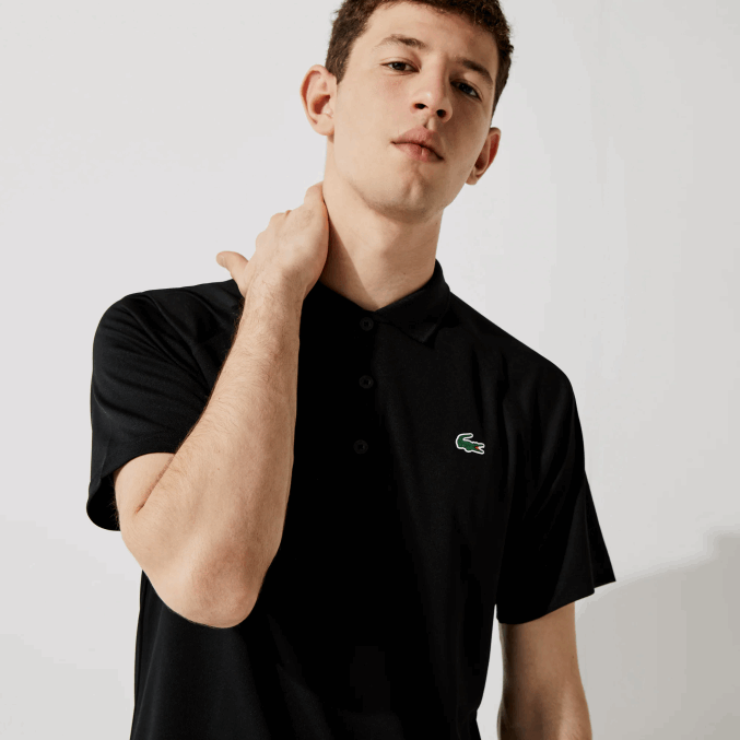 negro 031 VVL0A165 hombres Lacoste polo deportivo transpirable resistente a la abrasión interlock