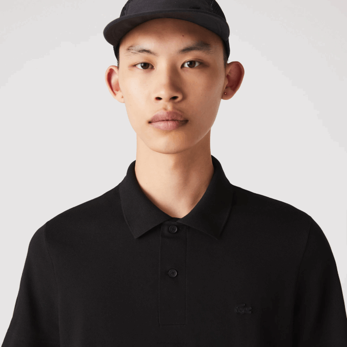 negro 031 VVL0A173 hombres Lacoste polo de piqué de algodón transpirable de movimiento activo