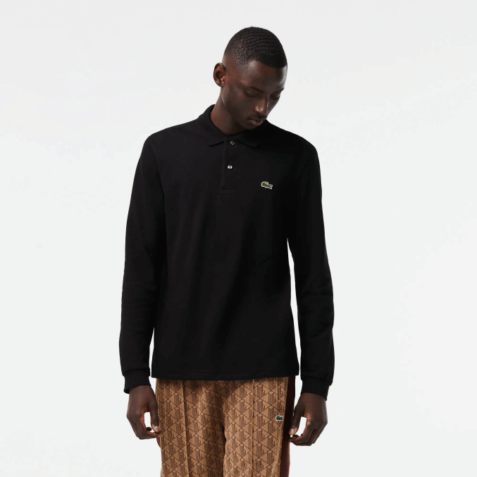 negro 031 VVL0A645 hombres Lacoste polo de manga larga original l.12.12