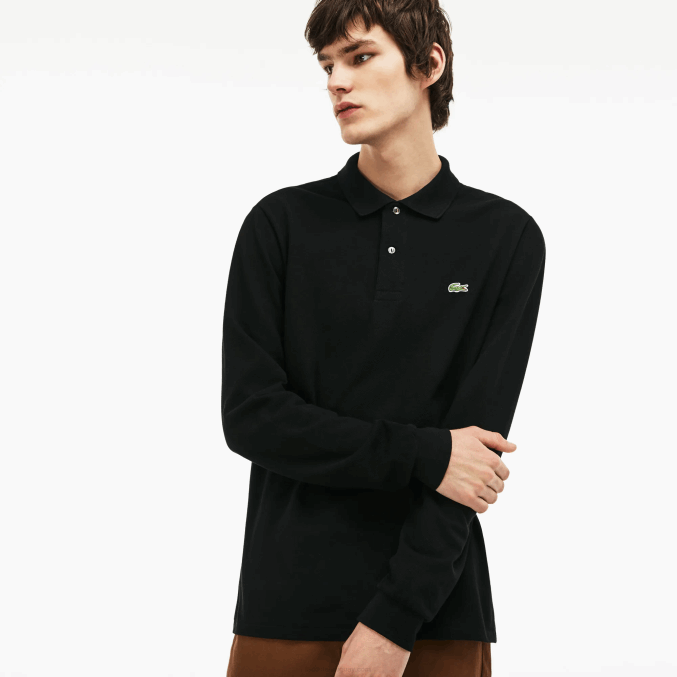 negro 031 VVL0A645 hombres Lacoste polo de manga larga original l.12.12