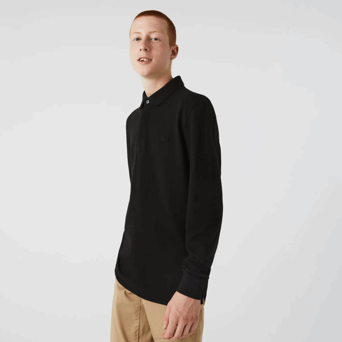 negro 031 VVL0A667 hombres Lacoste polo de piqué de algodón elástico de manga larga smart paris