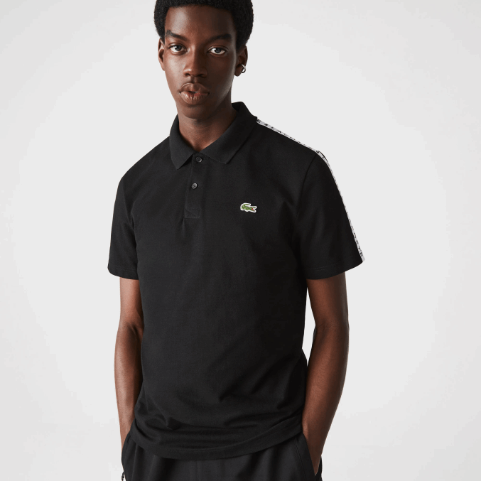 negro 031 VVL0A816 hombres Lacoste polo de algodón ultraligero con banda de letras