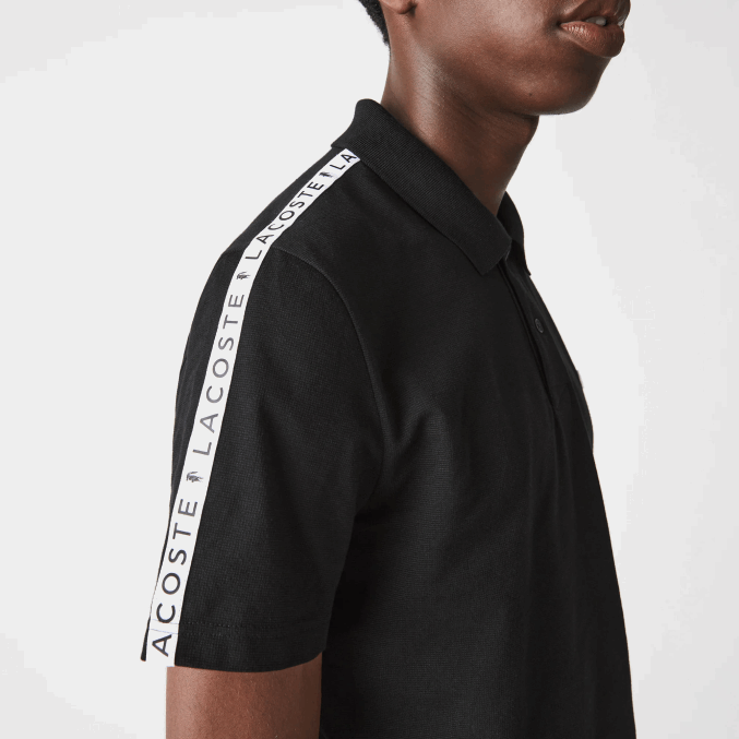 negro 031 VVL0A816 hombres Lacoste polo de algodón ultraligero con banda de letras