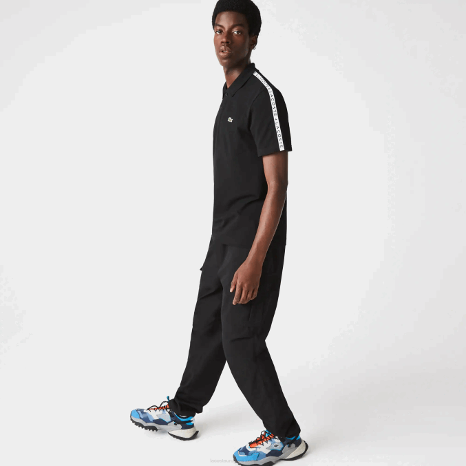 negro 031 VVL0A816 hombres Lacoste polo de algodón ultraligero con banda de letras