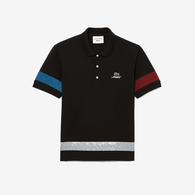 negro 031 VVL0A899 hombrespolo de piqué de algodón con bloques de color lacoste x wake ny