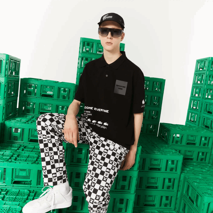 negro 031 VVL0A938 hombres Lacoste polo de algodón orgánico de corte holgado live x minecraft