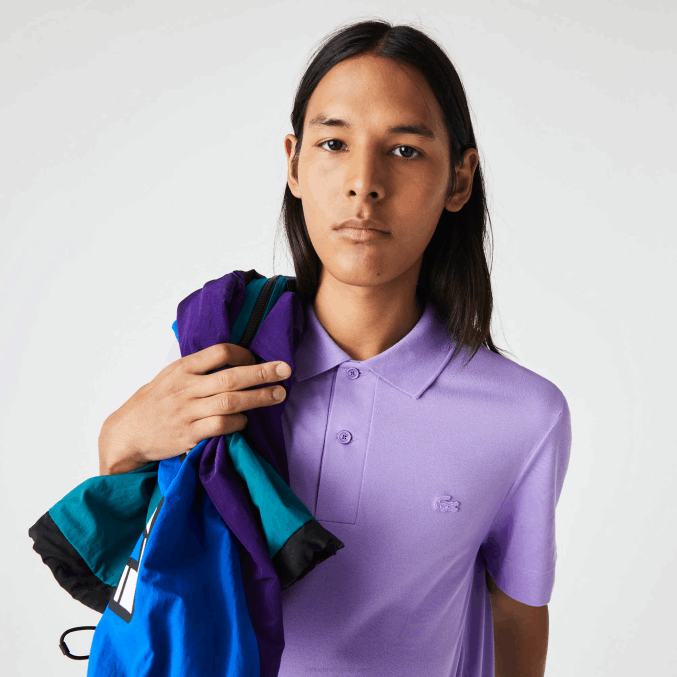 púrpura gfu VVL0A602 hombres Lacoste polo de piqué de algodón transpirable de movimiento activo