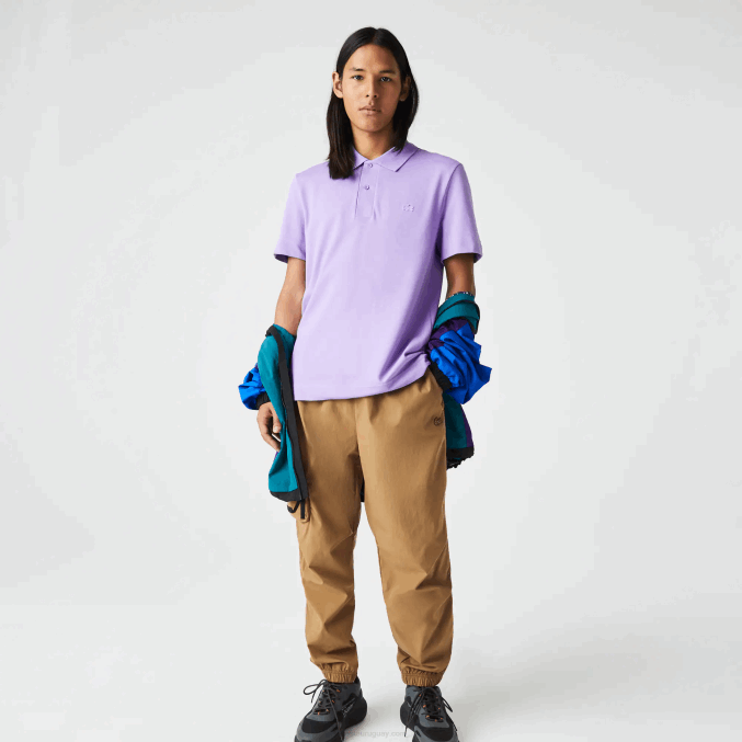 púrpura gfu VVL0A602 hombres Lacoste polo de piqué de algodón transpirable de movimiento activo