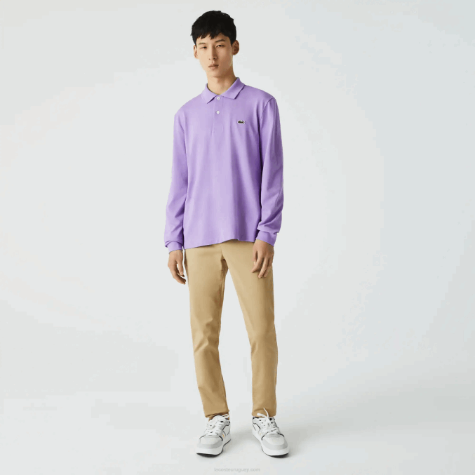 púrpura gfu VVL0A945 hombres Lacoste polo de manga larga original l.12.12