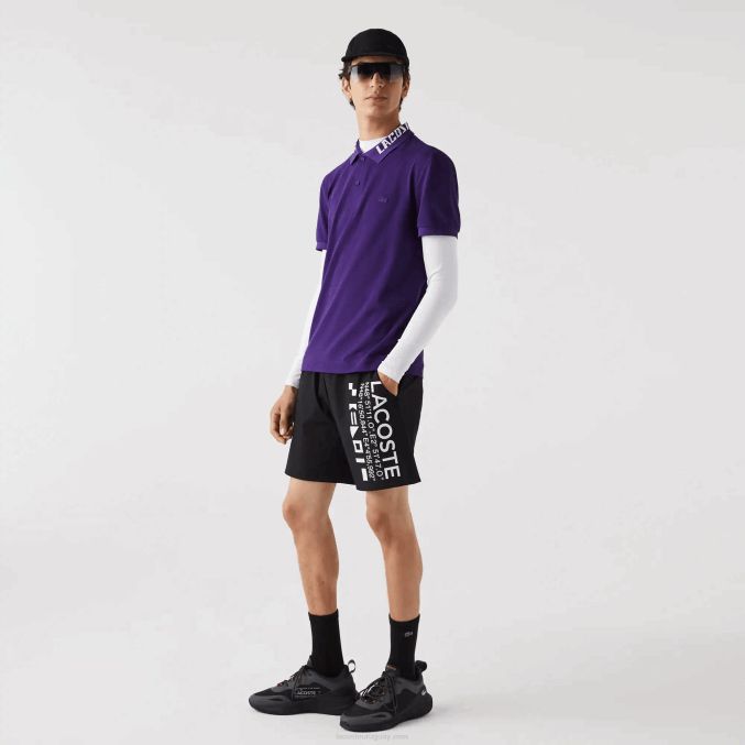 púrpura pfn VVL0A776 hombres Lacoste polo de piqué elástico slim fit con logo