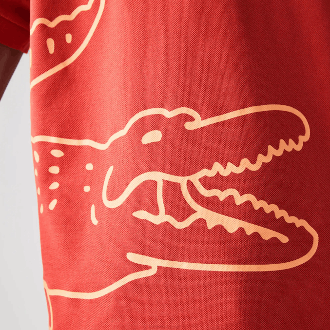 rojo 67g VVL0A648 hombres Lacoste polo de corte regular en piqué de algodón con estampado de cocodrilo