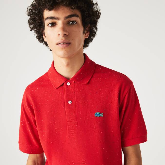 rojo 7cq VVL0A594 hombres Lacoste polo de corte clásico en piqué de algodón con estampado moteado