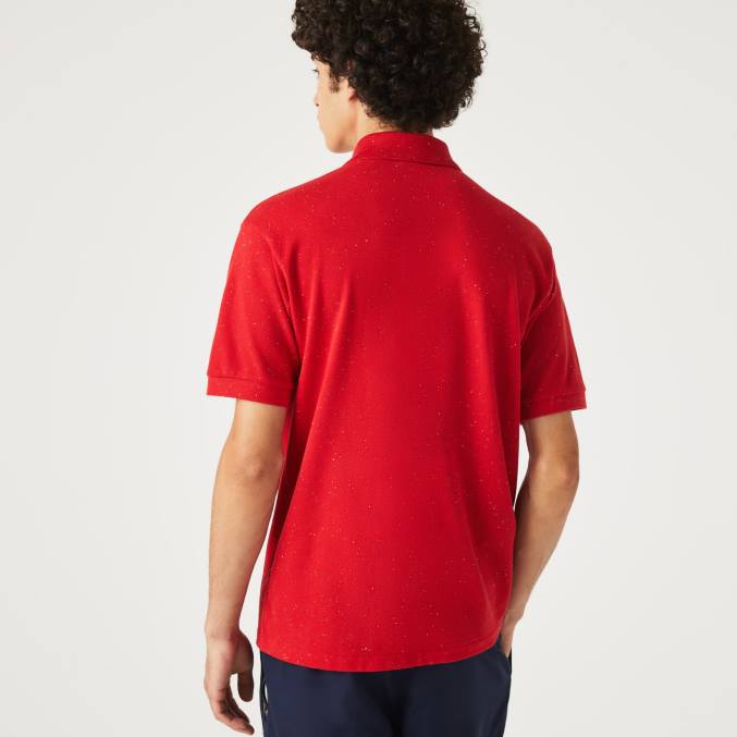 rojo 7cq VVL0A594 hombres Lacoste polo de corte clásico en piqué de algodón con estampado moteado
