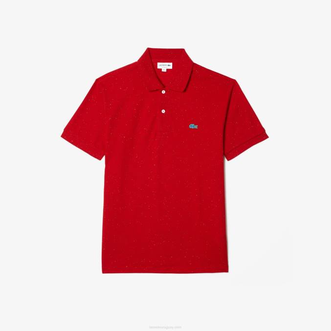rojo 7cq VVL0A594 hombres Lacoste polo de corte clásico en piqué de algodón con estampado moteado