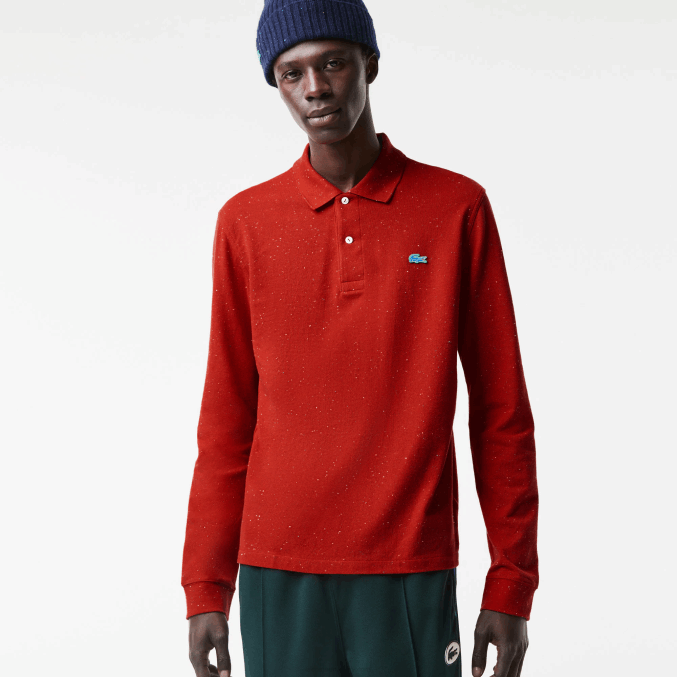 rojo 7cq VVL0A705 hombres Lacoste polo de corte clásico con estampado moteado