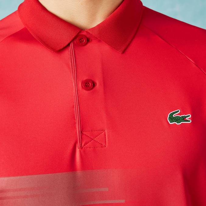 rojo blanco c9u VVL0A929 hombres Lacoste Polo sport elástico con estampado Novak Djokovic