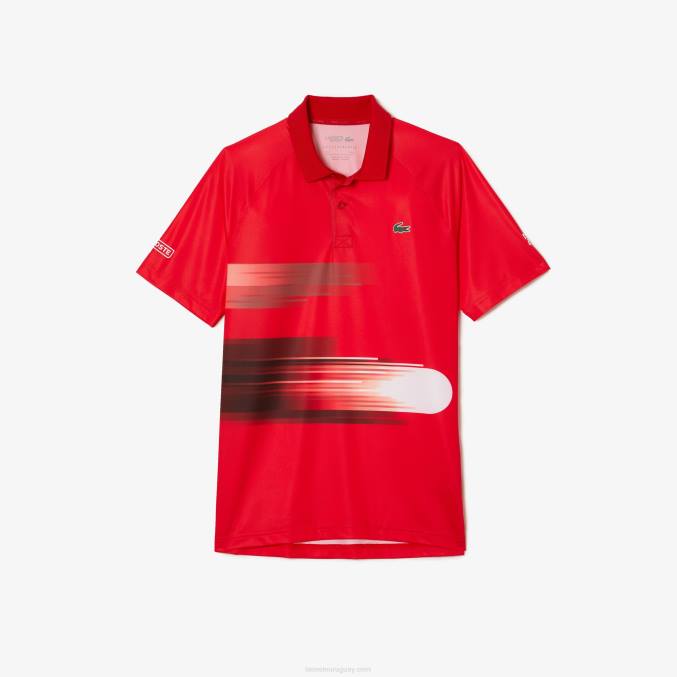 rojo blanco c9u VVL0A929 hombres Lacoste Polo sport elástico con estampado Novak Djokovic