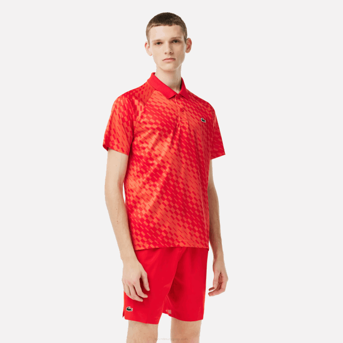 rojo naranja wi9 VVL0A110 hombres Lacoste tenis x novak djokovic versión fan polo