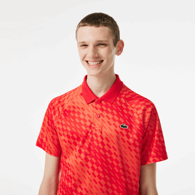 rojo naranja wi9 VVL0A110 hombres Lacoste tenis x novak djokovic versión fan polo