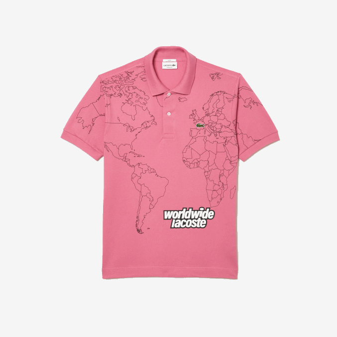 rosa 2r3 VVL0A113 hombres Lacoste polo de algodón orgánico estampado original l.12.12