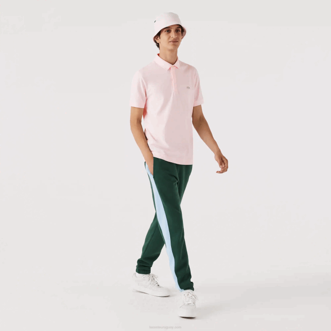 rosa claro t03 VVL0A835 hombres Lacoste polo de piqué de algodón elástico smart paris