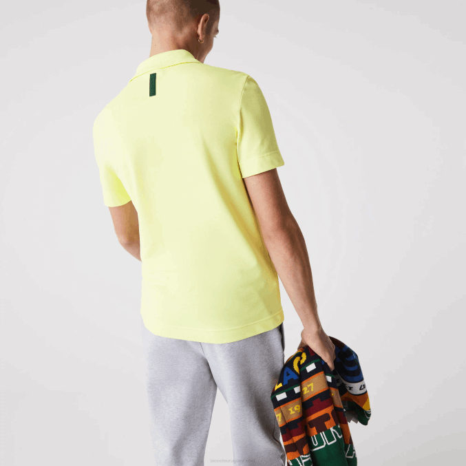 tuk amarillo llamativo VVL0A600 hombres Lacoste Polo slim fit de piqué de algodón orgánico elástico