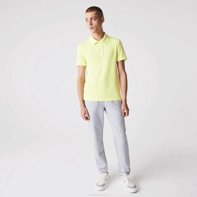 tuk amarillo llamativo VVL0A600 hombres Lacoste Polo slim fit de piqué de algodón orgánico elástico
