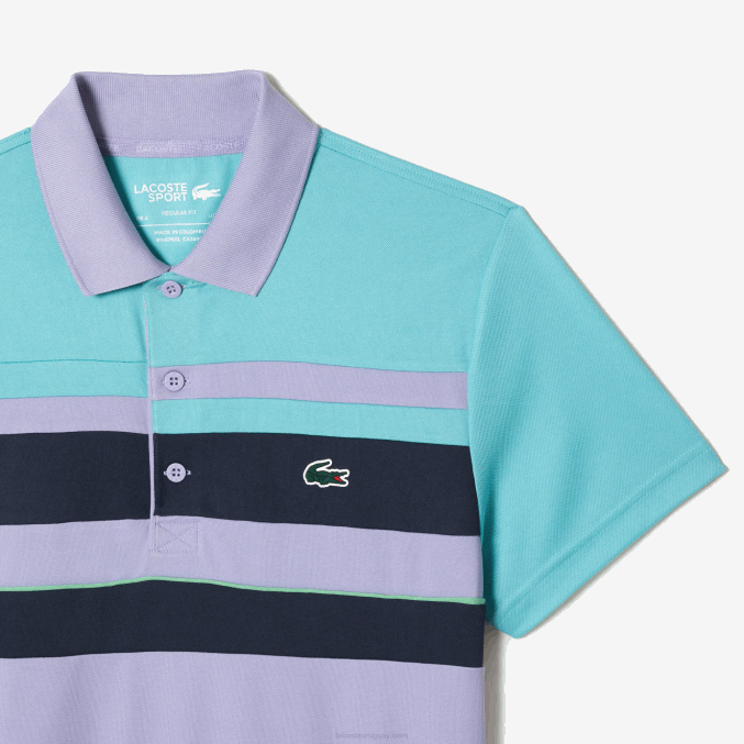 turquesa azul violeta t2i VVL0A240 hombres Lacoste polo sport miami open edition a rayas