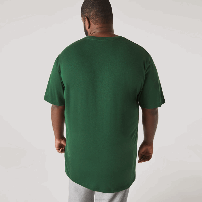 verde 132 VVL0A823 hombres Lacoste polo de algodón con cuello de pico de canalé regular fit (talla grande)