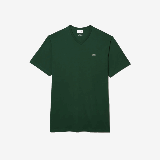 verde 132 VVL0A823 hombres Lacoste polo de algodón con cuello de pico de canalé regular fit (talla grande)