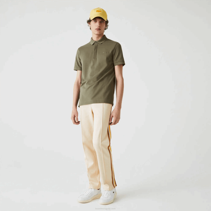 verde caqui 316 VVL0A926 hombres Lacoste polo de piqué de algodón elástico smart paris