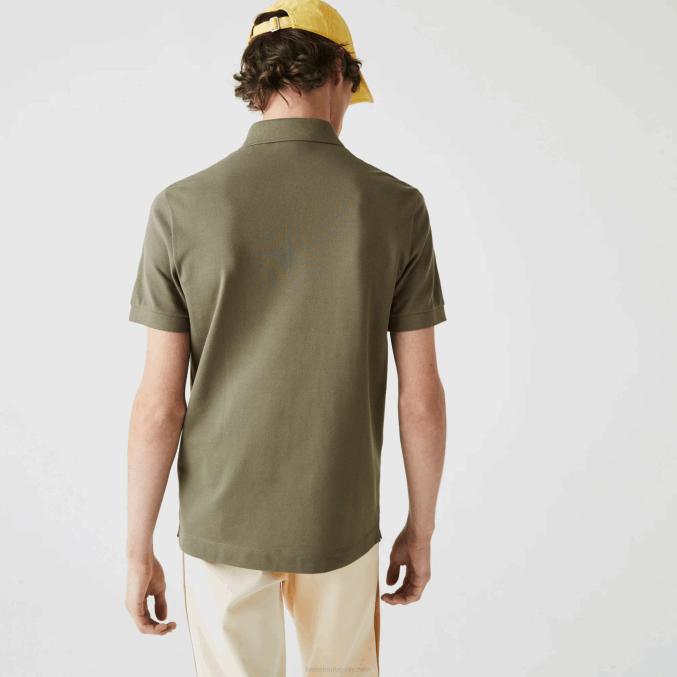 verde caqui 316 VVL0A926 hombres Lacoste polo de piqué de algodón elástico smart paris