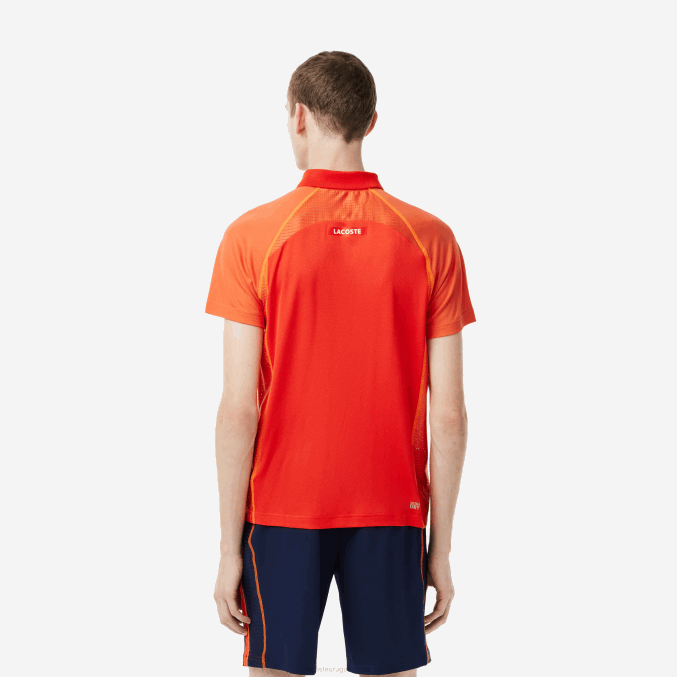 xim naranja rojo VVL0A139 hombres Lacoste polo de tenis de poliéster reciclado con tecnología ultra-dry