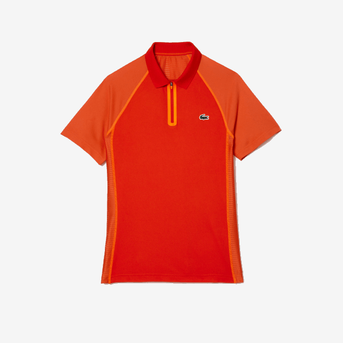 xim naranja rojo VVL0A139 hombres Lacoste polo de tenis de poliéster reciclado con tecnología ultra-dry
