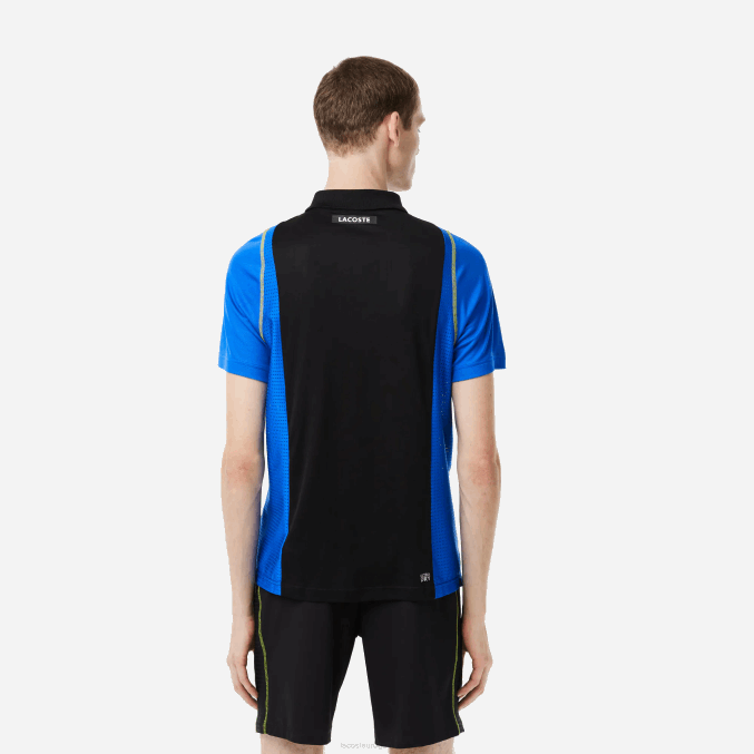 xis negro azul amarillo VVL0A85 hombres Lacoste polo de tenis de poliéster reciclado
