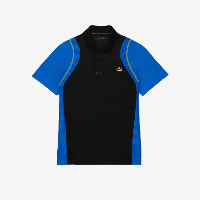 xis negro azul amarillo VVL0A85 hombres Lacoste polo de tenis de poliéster reciclado