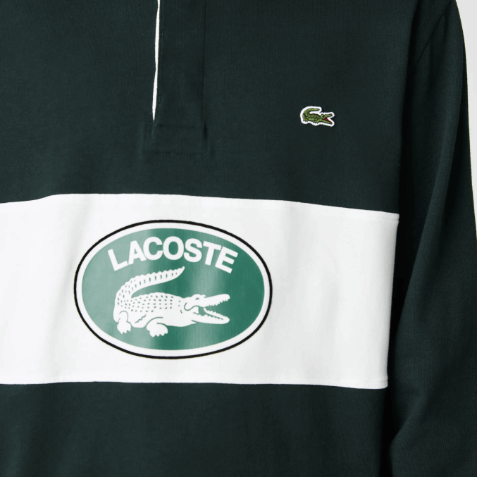 yzp verde VVL0A1687 hombres Lacoste polo de rugby holgado con logo