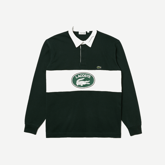 yzp verde VVL0A1687 hombres Lacoste polo de rugby holgado con logo