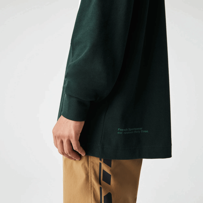 yzp verde VVL0A1687 hombres Lacoste polo de rugby holgado con logo