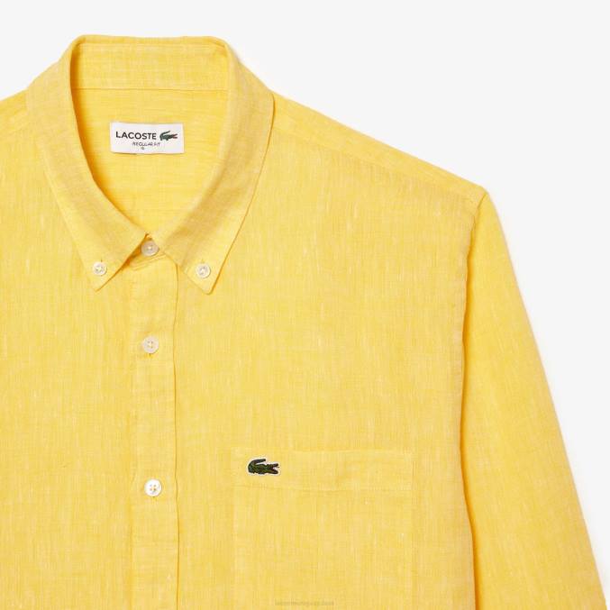 amarillo 107 VVL0A471 hombres Lacoste camisa de lino