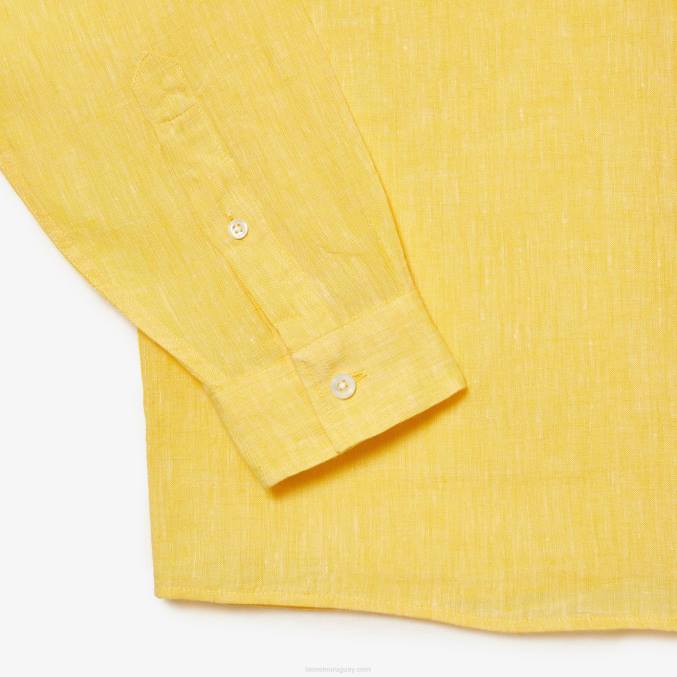 amarillo 107 VVL0A471 hombres Lacoste camisa de lino